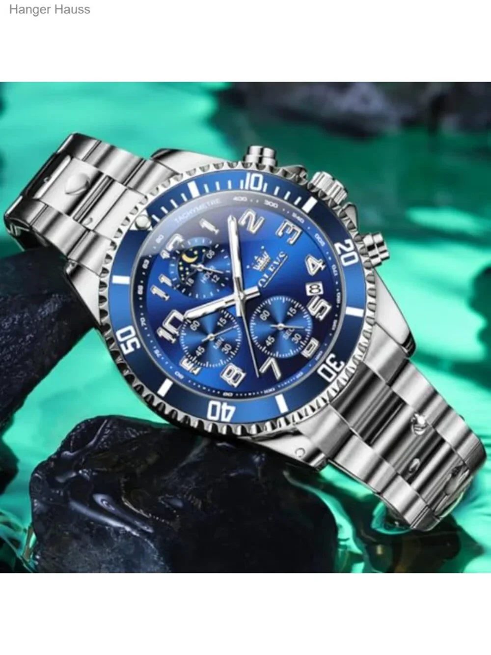 Men's Luxury Stainless Steel Analog Quartz Watch 43mm Dress Big Face